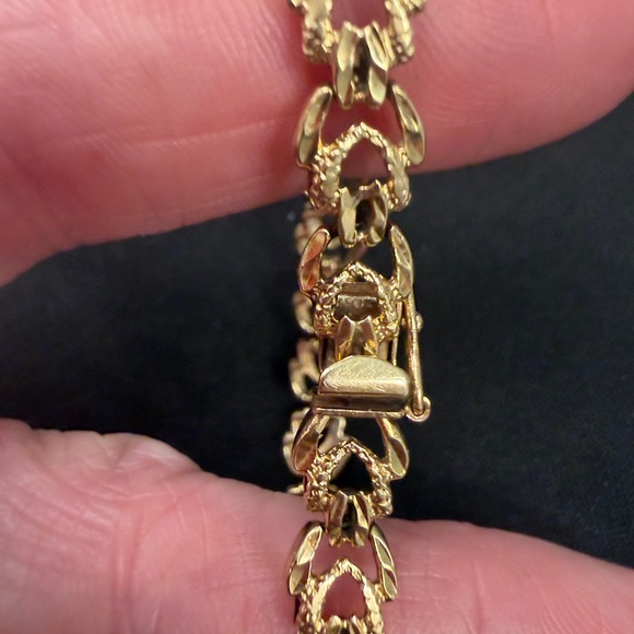 ✨ Vintage Solid 14K Gold Nugget Link Bracelet • 12.56g • 7” • PAT 4697315 ✨ - Picture 8 of 14